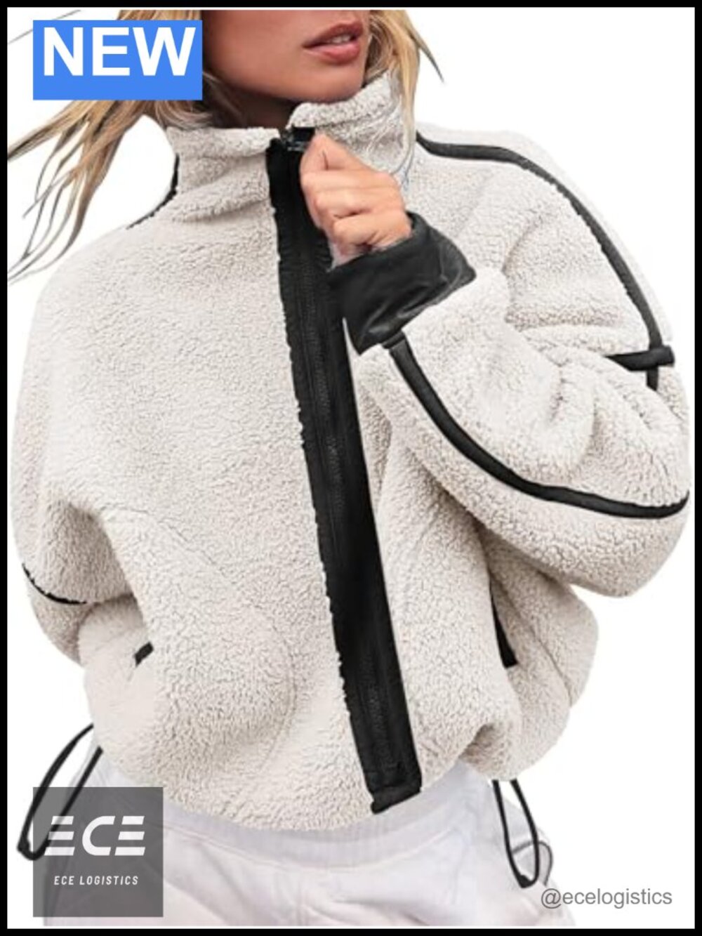 Womens Sherpa Fleece Zip Up Jacket Fuzzy Teddy Coat Oversized